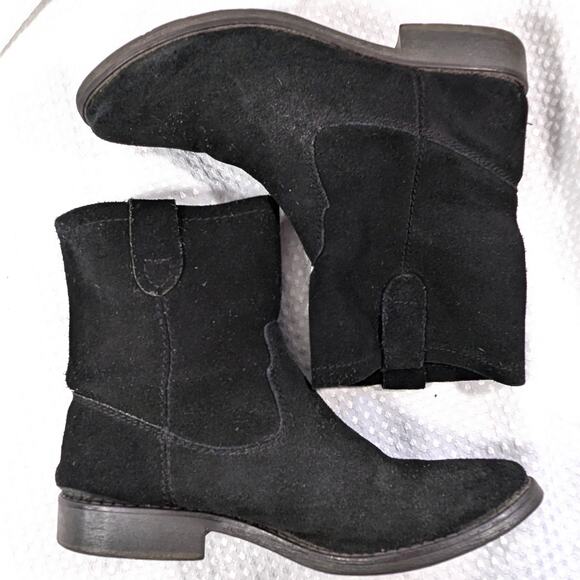 ZIGI SOHO! BLACK GENUINE SUEDE LEATHER WESTERN CUT NY COOL ANKLE BOOTS! SZ 8M - Picture 2 of 9